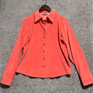 Casual Options Woman’s Snap Button Up Orange Soft Shirt Blouse Size Medium